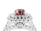 White gold Double Halo Emerald Cut Diamond Split Shank Pave Set Ring_4