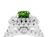White gold Double Halo Emerald Cut Diamond Split Shank Pave Set Ring_4