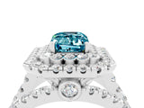 White gold Double Halo Emerald Cut Diamond Split Shank Pave Set Ring_4