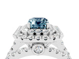 White gold Double Halo Emerald Cut Diamond Split Shank Pave Set Ring_4