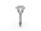 White gold Double Halo Emerald Cut Diamond Split Shank Ring with Four Prong Setting_47