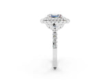White gold Double Halo Emerald Cut Moissanite Pavé Band with Four-Prong Setting_2