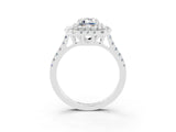 White gold Double Halo Emerald Cut Moissanite Pavé Band with Four-Prong Setting_3