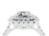 White gold Double Halo Emerald Cut Moissanite Pavé Band with Four-Prong Setting_4