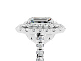 White gold Double Halo Emerald Cut Moissanite Pavé Band with Four-Prong Setting_5
