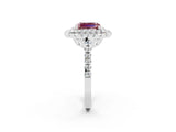 White gold Double Halo Emerald Cut Morganite Pavé Band with Four-Prong Setting_2