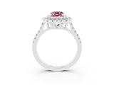White gold Double Halo Emerald Cut Morganite Pavé Band with Four-Prong Setting_3