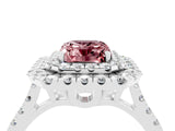 White gold Double Halo Emerald Cut Morganite Pavé Band with Four-Prong Setting_4