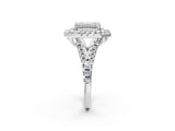 White gold Double Halo Emerald Cut Pave Split Shank Prong Set Ring_17