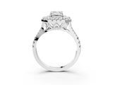 White gold Double Halo Emerald Cut Pave Split Shank Prong Set Ring_18