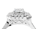 White gold Double Halo Emerald Cut Pave Split Shank Prong Set Ring_19