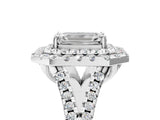 White gold Double Halo Emerald Cut Pave Split Shank Prong Set Ring_20