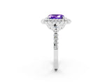 White gold Double Halo Emerald Cut Tanzanite Pavé Band with Four-Prong Setting_2
