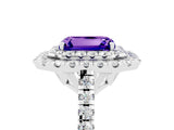 White gold Double Halo Emerald Cut Tanzanite Pavé Band with Four-Prong Setting_5