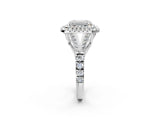 White gold Double Halo Emerald-Shaped Split Shank Diamond Ring with Prong Setting_22