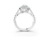 White gold Double Halo Emerald-Shaped Split Shank Diamond Ring with Prong Setting_23
