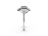White gold Double Halo Fancy Black Asscher Cut Diamond Pavé Band with Four-Prong Setting_2