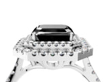 White gold Double Halo Fancy Black Asscher Cut Diamond Pavé Band with Four-Prong Setting_4