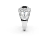 White gold Double Halo Fancy Black Asscher Cut Diamond Split Shank Pave Set Ring_5