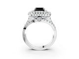 White gold Double Halo Fancy Black Asscher Cut Diamond Split Shank Pave Set Ring_6