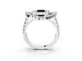 White gold Double Halo Fancy Black Asscher Cut Diamond Split Shank Prong Setting Ring_3