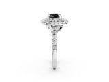 White gold Double Halo Fancy Black Cushion Cut Diamond Pavé Band with Four-Prong Setting_2