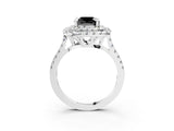 White gold Double Halo Fancy Black Cushion Cut Diamond Pavé Band with Four-Prong Setting_3