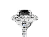 White gold Double Halo Fancy Black Cushion Cut Diamond Pavé Band with Four-Prong Setting_5