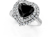 White gold Double Halo Fancy Black Heart Cut Diamond Pavé Band with Four-Prong Setting_1