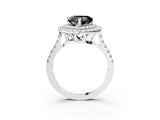 White gold Double Halo Fancy Black Heart Cut Diamond Pavé Band with Four-Prong Setting_3