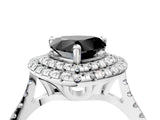 White gold Double Halo Fancy Black Heart Cut Diamond Pavé Band with Four-Prong Setting_4