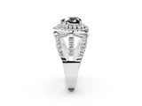White gold Double Halo Fancy Black Heart Cut Diamond Split Shank Pave Set Ring_5