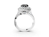 White gold Double Halo Fancy Black Heart Cut Diamond Split Shank Pave Set Ring_6