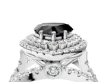 White gold Double Halo Fancy Black Heart Cut Diamond Split Shank Pave Set Ring_7