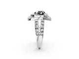 White gold Double Halo Fancy Black Heart Cut Diamond Split Shank Prong Setting Ring_2
