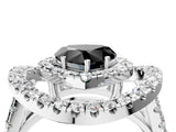 White gold Double Halo Fancy Black Heart Cut Diamond Split Shank Prong Setting Ring_4