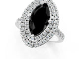 White gold Double Halo Fancy Black Marquise Cut Diamond Pavé Band with Four-Prong Setting_1