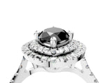 White gold Double Halo Fancy Black Marquise Cut Diamond Pavé Band with Four-Prong Setting_4
