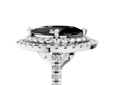 White gold Double Halo Fancy Black Marquise Cut Diamond Pavé Band with Four-Prong Setting_5