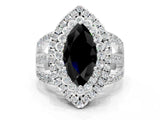 White gold Double Halo Fancy Black Marquise Cut Diamond Split Shank Pave Set Ring_3