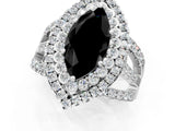 White gold Double Halo Fancy Black Marquise Cut Diamond Split Shank Pave Set Ring_4