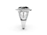White gold Double Halo Fancy Black Marquise Cut Diamond Split Shank Pave Set Ring_5