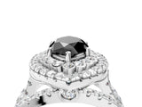 White gold Double Halo Fancy Black Marquise Cut Diamond Split Shank Pave Set Ring_7