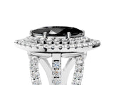White gold Double Halo Fancy Black Marquise Cut Diamond Split Shank Pave Set Ring_8