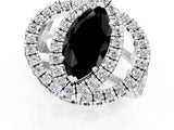 White gold Double Halo Fancy Black Marquise Cut Diamond Split Shank Prong Setting Ring_1