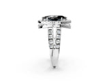 White gold Double Halo Fancy Black Marquise Cut Diamond Split Shank Prong Setting Ring_2