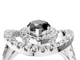 White gold Double Halo Fancy Black Marquise Cut Diamond Split Shank Prong Setting Ring_4