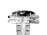 White gold Double Halo Fancy Black Marquise Cut Diamond Split Shank Prong Setting Ring_5