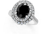White gold Double Halo Fancy Black Oval Cut Diamond Pavé Band with Four-Prong Setting_1