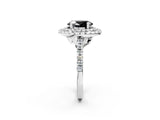 White gold Double Halo Fancy Black Oval Cut Diamond Pavé Band with Four-Prong Setting_2